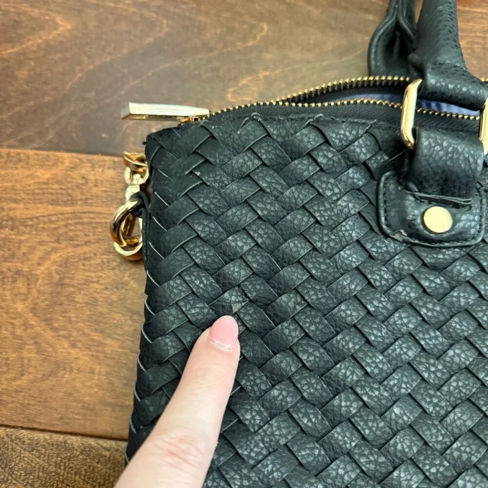 Deux Lux Varick Satchel Black Faux Leather Handbag